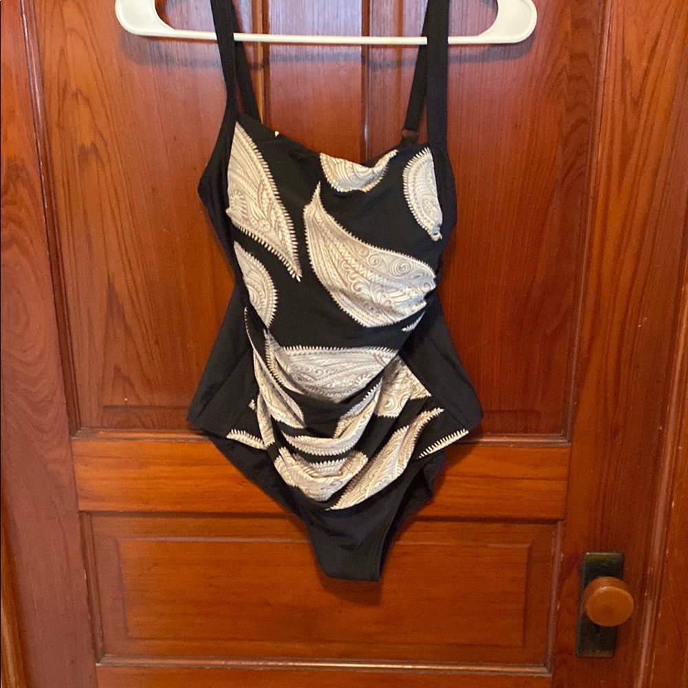 Elegant Black and Cream Swimsuit